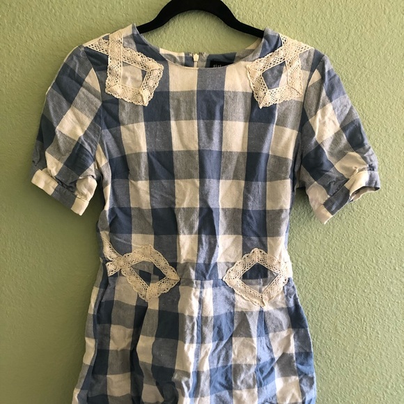 NORDSTROM Blue Plaid Romper - Picture 2 of 7